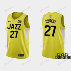 Utah Jazz 27 Rudy Gobert 2022-23 Icon Edition Yellow Men Jersey