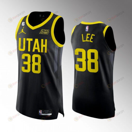 Utah Jazz 38 Saben Lee Black Jersey 2022-23 Statement Edition