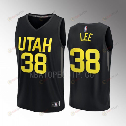 Utah Jazz 38 Saben Lee Statement Edition Men Jersey 2022-23 Fast Break Player Black