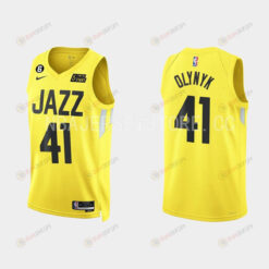 Utah Jazz 41 Kelly Olynyk 2022-23 Icon Edition Yellow Men Jersey