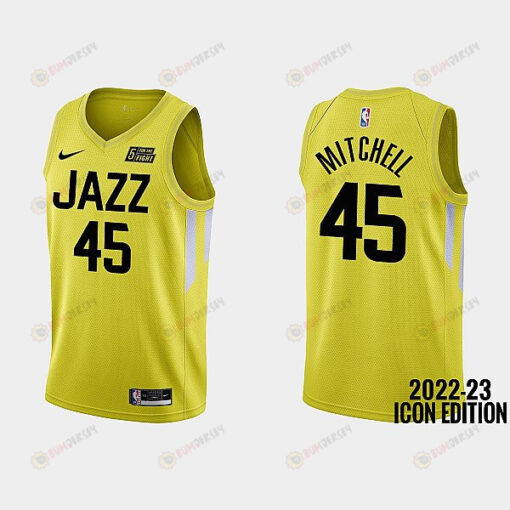 Utah Jazz 45 Donovan Mitchell 2022-23 Icon Edition Yellow Men Jersey