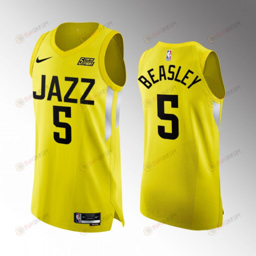 Utah Jazz 5 Malik Beasley Yellow Jersey 2022-23 Icon Edition