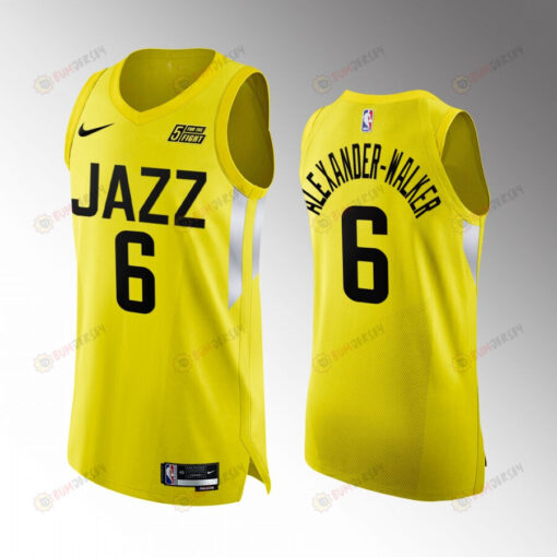 Utah Jazz 6 Nickeil Alexander-Walker Yellow Jersey 2022-23 Icon Edition