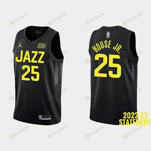 Utah Jazz Danuel House Jr. 25 Black 2022-23 Statement Edition Men Jersey