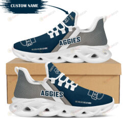 Utah State Aggies Logo Custom Name Pattern 3D Max Soul Sneaker Shoes In Blue And Gray