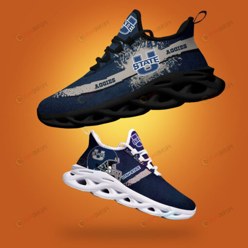 Utah State Aggies Logo Helmet And Splatter Pattern 3D Max Soul Sneaker Shoes