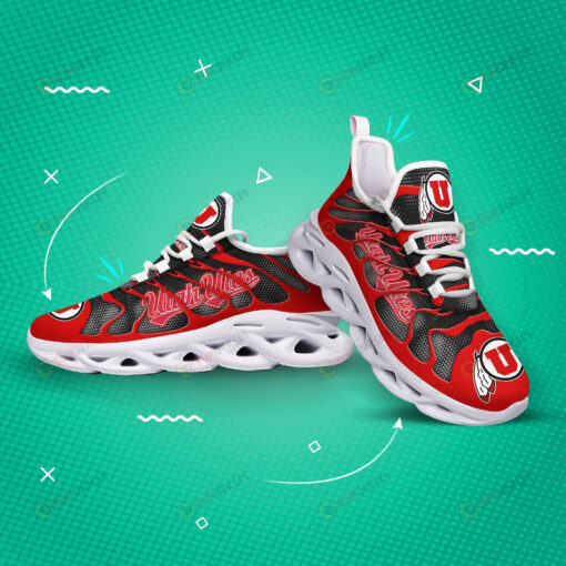 Utah Utes Logo Hole Pattern 3D Max Soul Sneaker Shoes In Red