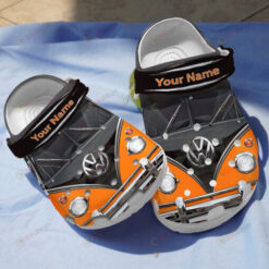 VW Campervan In Orange Custom Name Crocs Crocband Clog Comfortable Water Shoes - AOP Clog
