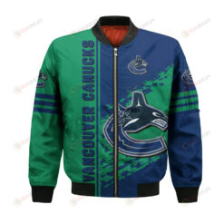 Vancouver Canucks Bomber Jacket 3D Printed Logo Pattern In Team Colours