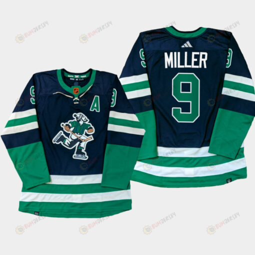 Vancouver Canucks J.T. Miller 9 Navy PrimeGreen Reverse Retro Jersey 2022-23