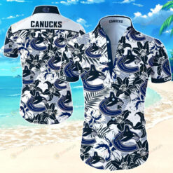 Vancouver Canucks On White Background Curved Hawaiian Shirt
