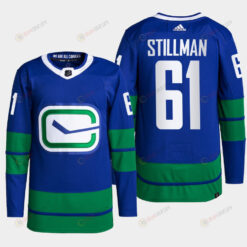 Vancouver Canucks Riley Stillman 61 Blue Alternate Primegreen Jersey 2022-23