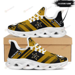 Vanderbilt Commodores Logo Custom Name Pattern 3D Max Soul Sneaker Shoes In Black And Yellow