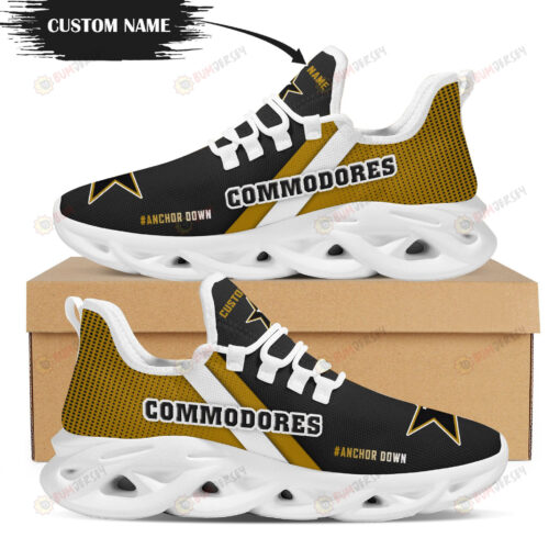 Vanderbilt Commodores Logo Custom Name Pattern 3D Max Soul Sneaker Shoes In Yellow And Black