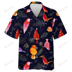 Various Birds Sleeping In Night With Plants Hawaiian Shirt