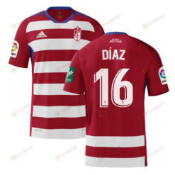 V?ctor D?az 16 Granada 2022-23 Home Jersey - Red/White