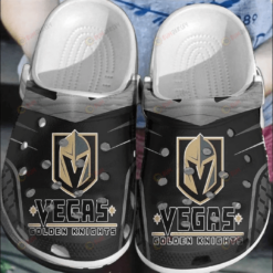 Vegas Golden Knights Crocs Crocband Clog Comfortable Water Shoes In Black - AOP Clog