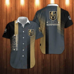 Vegas Golden Knights Logo Pattern Curved Hawaiian Shirt In Grey & Black