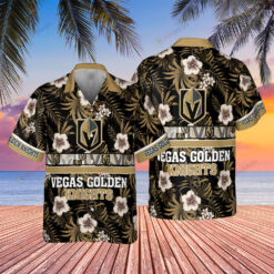 Vegas Golden Knights National Hockey League 2023 Hibiscus Pattern V1 AOP Hawaiian Shirt SH1NHFI