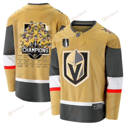 Vegas Golden Knights Players Signatures 2023 Stanley Cup Men Jersey - Yellow