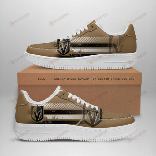 Vegas Golden Knights Shadow Logo Stripe Pattern Air Force 1 Printed In Gold