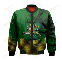 Vermont Catamounts Bomber Jacket 3D Printed Basketball Net Grunge Pattern