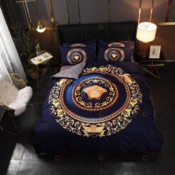 Versace La Medusa Bedding Set In Navy Blue