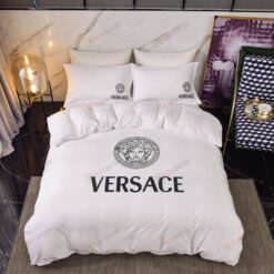Versace Medusa Double Sided Crystal Velvet Bedding Set In White
