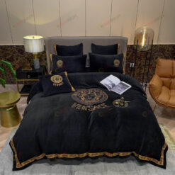 Versace Medusa Heavy Velvet Bedding Set In Black