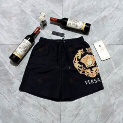 Versace Medusa Logo On Black Pattern Men Shorts