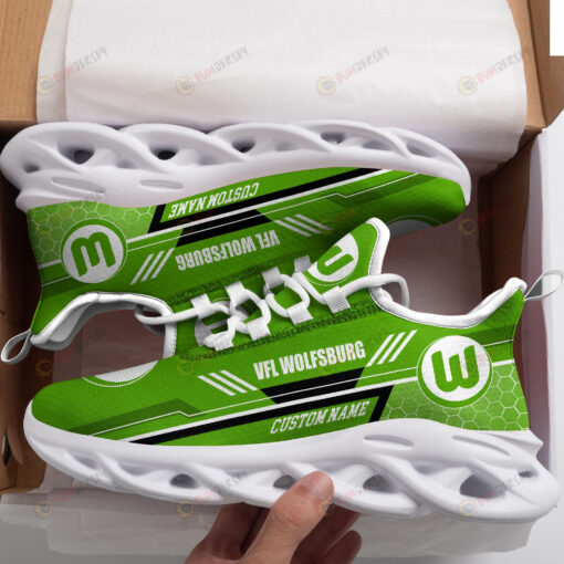 VfL Wolfsburg Logo Custom Name Pattern 3D Max Soul Sneaker Shoes In Green