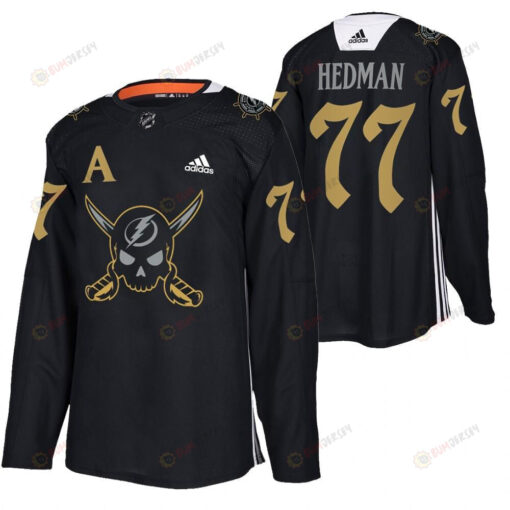 Victor Hedman Lightning 2022 Pirate-themed Warmup Black Gasparilla inspired Jersey 77 Jersey