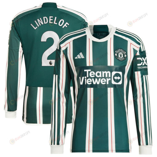 Victor Lindelof 2 Manchester United 2023/24 Away Long Sleeve Men Jersey - Green