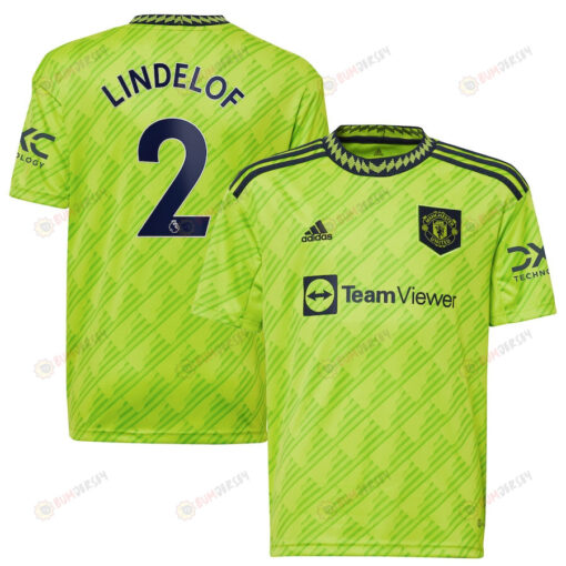 Victor Lindelof 2 Manchester United Youth 2022/23 Third Player Jersey - Neon Green