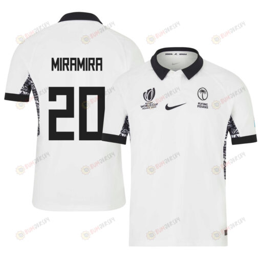 Vilive Miramira 20 Fiji 2023 Rugby World Cup Home Stadium Jersey - White