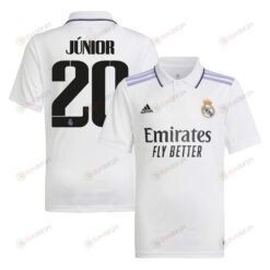 Vin?cius J?nior 20 Real Madrid 2022/23 Home Youth Jersey - White