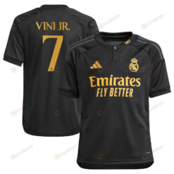 Vini Jr. 7 Real Madrid Youth 2023/24 Third Player Jersey - Black