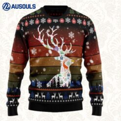 Vintage Background Awesome Deer Ugly Sweaters For Men Women Unisex