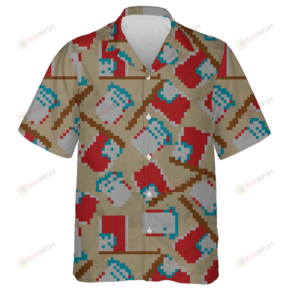 Vintage Beige Background With Flags And Uncle Sam Hats Hawaiian Shirt