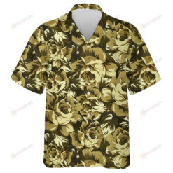 Vintage Charming Roses Flower In Camouflage Pattern Hawaiian Shirt