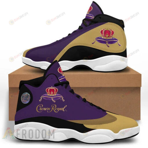 Vintage Crown Royal Logo Pattern Air Jordan 13 Shoes Sneakers In Purple Gold