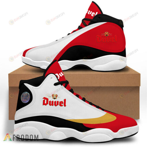 Vintage Duvel Beer Logo Pattern Air Jordan 13 Shoes Sneakers In Red White