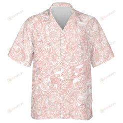 Vintage Floral Paisley Pattern Asian Textile Pink Background Hawaiian Shirt