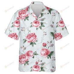 Vintage Floral Pattern Blooming English Rose Themed Design Hawaiian Shirt