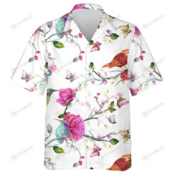 Vintage Floral With Beautiful Bird And Butterfly Hawaiian Shirt