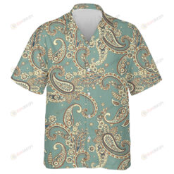 Vintage Light Green Theme Paisley Floral Oriental Ethnic Pattern Hawaiian Shirt