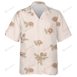 Vintage Light Pink Roses Branch On Beige Cream Background Hawaiian Shirt