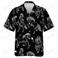 Vintage Outline Horse On Black Background Hawaiian Shirt