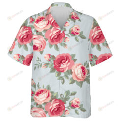 Vintage Painting Romantic Pink Roses Branches Design Hawaiian Shirt