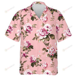 Vintage Roses And Tulips Beautiful Flowers Pink Theme Design Hawaiian Shirt